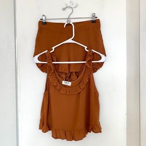 Cognac Two Piece Ruffle Tank/Short Set